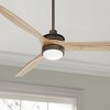 52" Casa Vieja Rustic Farmhouse 3 Blade Indoor Ceiling Fan with Dimmable LED Light Remote Control Oil Rubbed Bronze Natural Wood for Living Room House - 2 of 4