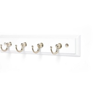 LunaLulinlk White 8.75 inch Key Rail with 4 Satin Nickel Hooks for Keys, Mail, Leashes, 2 lbs Capacity, 1 Pack - 1 of 4