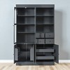 Mshliw Freestanding Buffet with Hutch, 75" Tall Kitchen Pantry Cabinet with Glass Doors, 4 Drawers, Adjustable Shelves and Pull-Out Trays for Dining - 4 of 4