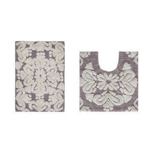 Medallion Collection 2 Piece 100% Cotton Tufted Bathroom Rug Set  with Non-Slip Backing, Machine Washable, Tumble Dry Bath Mat - 1 of 4