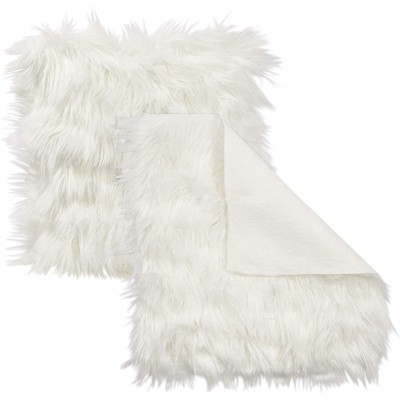 Bright Creations 2 Pack Square Faux Fur Fabric for Crafts, Sewing, DIY Pillows (White, 18x18 in)