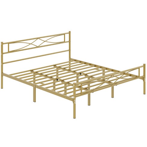 Yaheetech Simple Metal King Size Bed Frame With Curved Design Headboard ...