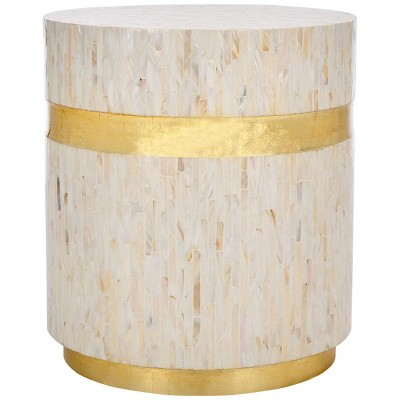 Perla Mosaic Round Side Table - Pink Champagne/Gold - Safavieh.