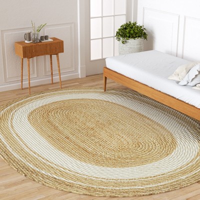 Maxax Hand Woven Jute Area Rug, Natural Jute Oval Rugs for Halloween Christmas Living Room Home Entryway Decor Rustic Farmhouse