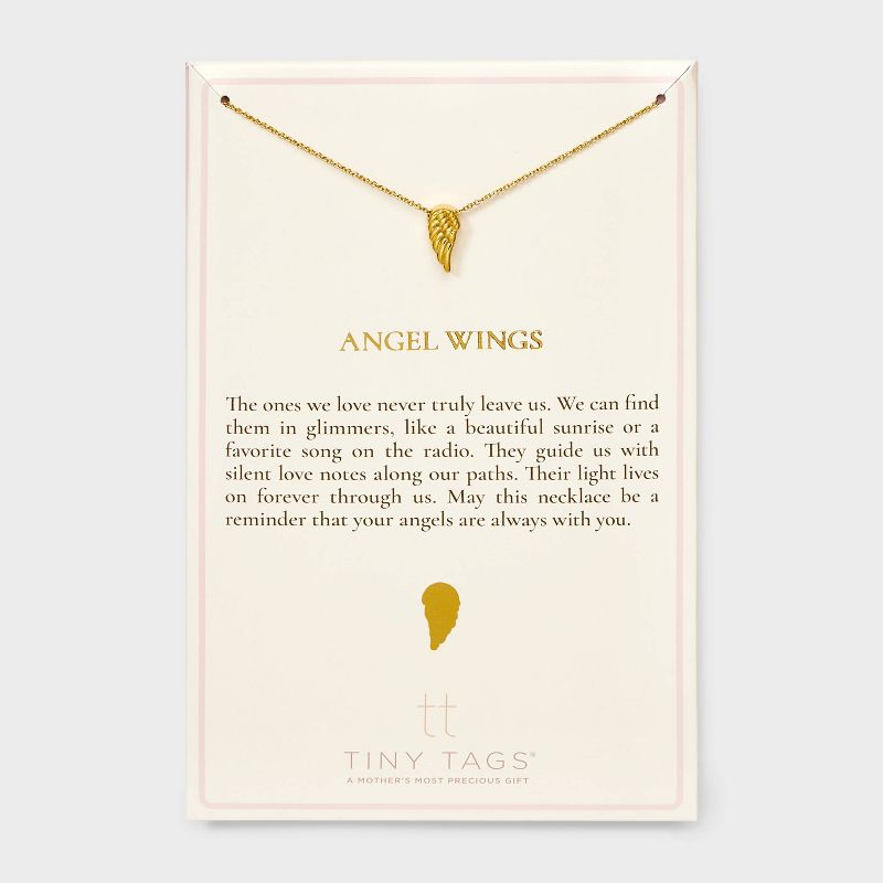 Tiny Tags 14K Gold Ion Plated Angel Wing Chain Necklace - Gold, 1 of 9