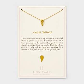 Tiny Tags 14K Gold Ion Plated Angel Wing Chain Necklace - Gold