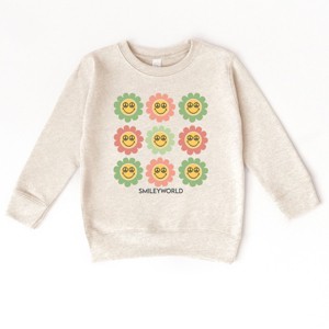 The Juniper Shop SmileyWorld Flowers With Sunglasses Toddler Sweatshirt - 4T - Natural - 1 of 4