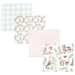 Hudson Baby Infant Girl Cotton Flannel Receiving Blankets, Girl Woodland Pals - 1 of 4