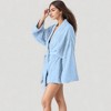 Anna-Kaci Lounge Women's Woven Textured Bath Robe with Waist Tie and Wide Sleeves - 2 of 4