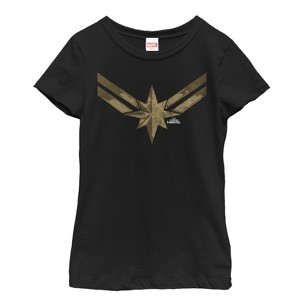 Girl's Marvel Captain Marvel Vintage Star Costume T-Shirt - 1 of 3