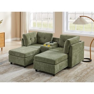 VANOMi Chenille Sectional Sofa with Ottoman - 1 of 4