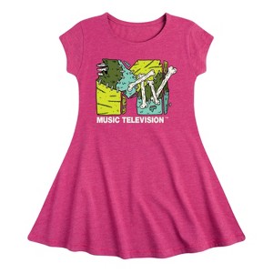 Girls' - MTV - Logo Halloween Fit & Flair Cap Sleeve Dress - 1 of 2