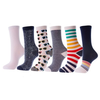 Mio Marino Women's Dress Crew Socks 6 Pack - Summer Escapade, Size: 9 ...