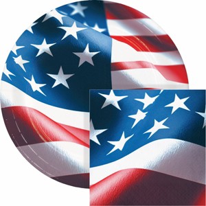 Creative Converting Freedom Flag Paper Plate and Napkin Kit 16ct - 1 of 4