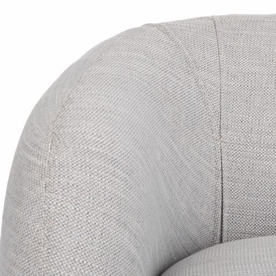 Alena Transitional Barrel Accent Chair in Light Grey with Gold Legs