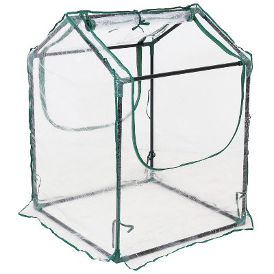 Sunnydaze Mini Greenhouse with 2 Zippered Side Doors - Clear