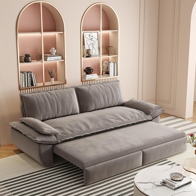 Lycvki 73.2" Queen Velvet 3-in-1 Convertible Sleeper Sofa Bed