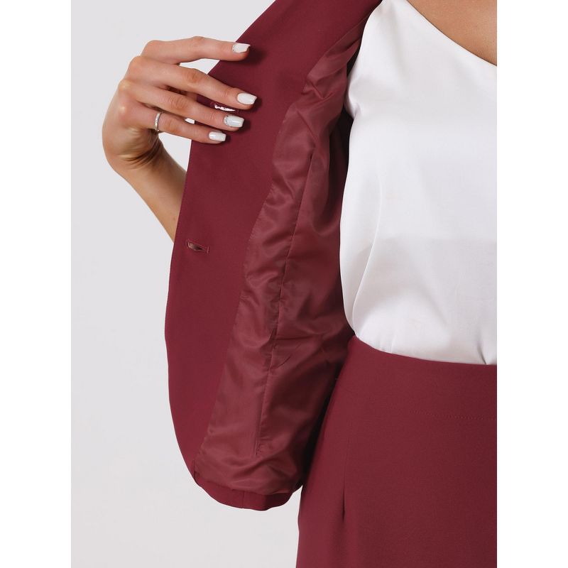Allegra K Women's Short Sleeve Blazer Jacket Pencil Skirt Business Suit Set 2 Pcs, 5 of 6