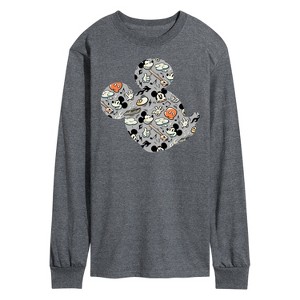 Men's - Disney - Mickey Pattern Silhouette Long Sleeve Graphic T-Shirt - 1 of 4