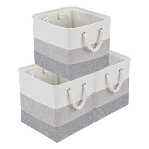 REGALWOVEN Cotton Collapsible With Handles Storage Open Storage Bins 3 Pcs - 1 of 4
