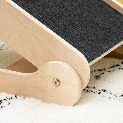 Adjustable Natural Wood Pet Ramp with Non-Slip Carpet