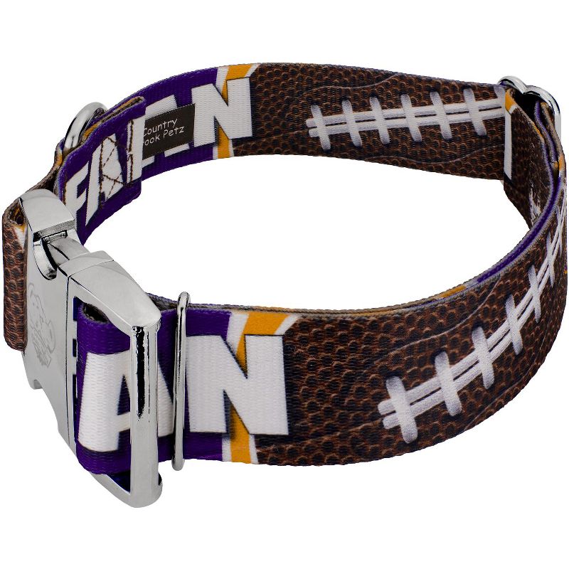 Country Brook Petz 1 1/2 Inch Premium Purple and Gold Football Fan Dog Collar Limited Edition, 2 of 5