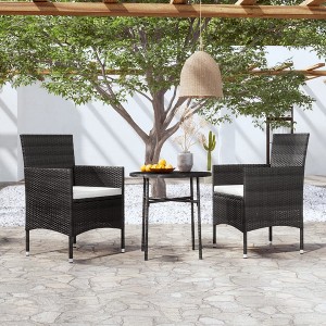 vidaXL 3 Piece Patio Dining Set Poly Rattan Black - 1 of 4
