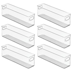 mDesign Plastic Kitchen Pantry Storage Organizer Bin with Handles, 6 Pack, Clear, USA Made - 1 of 4