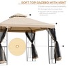 10' x 10' Patio Gazebo with Corner Shelves, Outdoor Gazebo Canopy Shelter with Netting, and Vented Roof, for Garden, Lawn - 4 of 4