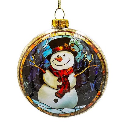 Festive Snowman Stained Glass Christmas Ornament| OrnamentallyYou