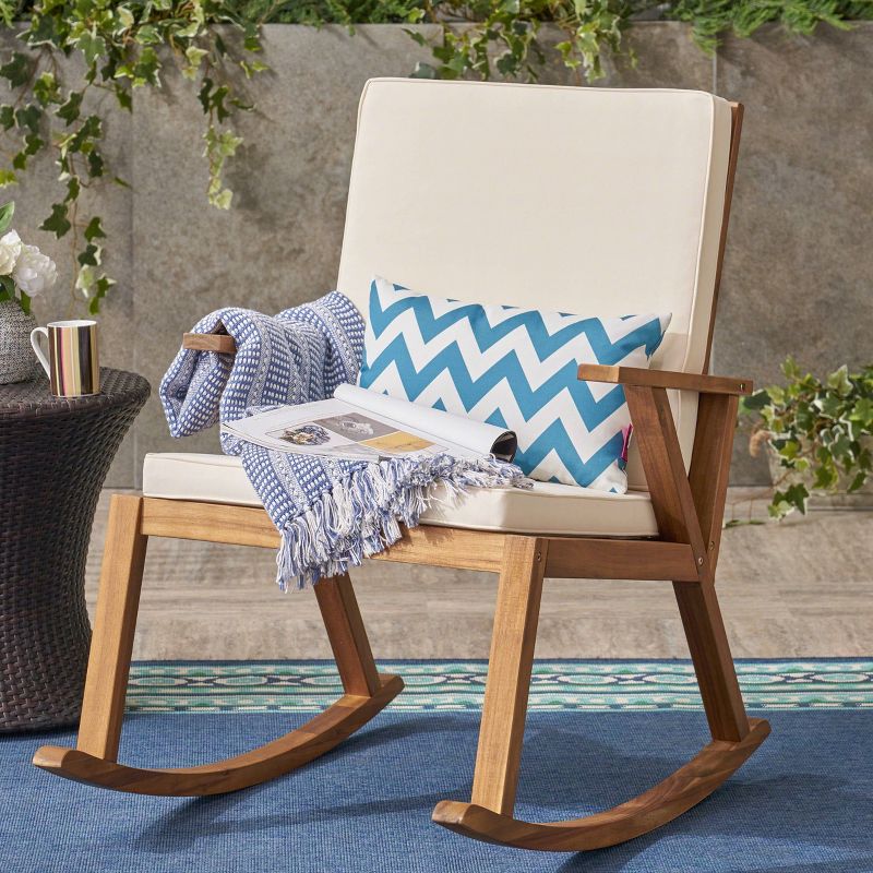 Champlain Acacia Wood Patio Rocking Chair - Christopher Knight Home, 3 of 9