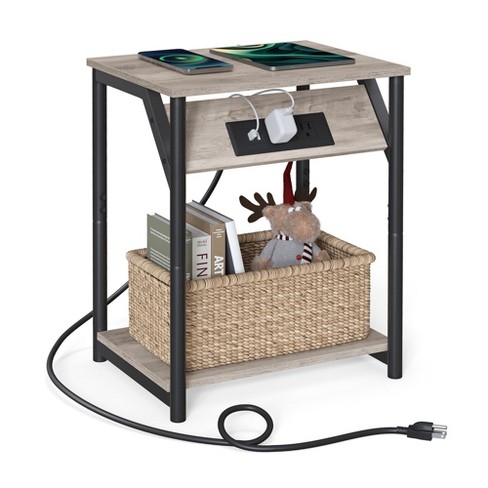 Vasagle Nightstand With Charging Station, Night Stand, Side Table With 2  Drawers : Target