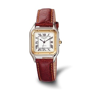 Black Bow Jewelry Charles Hubert Mens Red Leather Band Retro Watch - 1 of 2