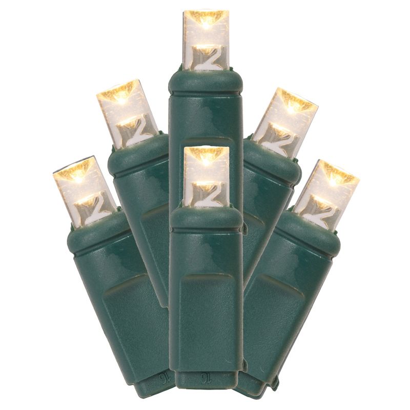 Vickerman 23' LED Warm White 5mm Single Mold Wide Angle Christmas light set, Green Wire, 1 of 4