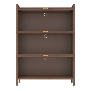 AENKYO 44" Tall Metal Storage Cabinet with 3 Flip Doors, 3-Tier Steel Organizer with Ample Storage, Easy to Assemble - Walnut Finish Cabinet - 1 of 4