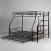 Twin Over Full Metal Bunk Bed with Trundle and Storage Staircase, Convertible Ladder, Silver Frame for Kids and Teens - 2 of 4