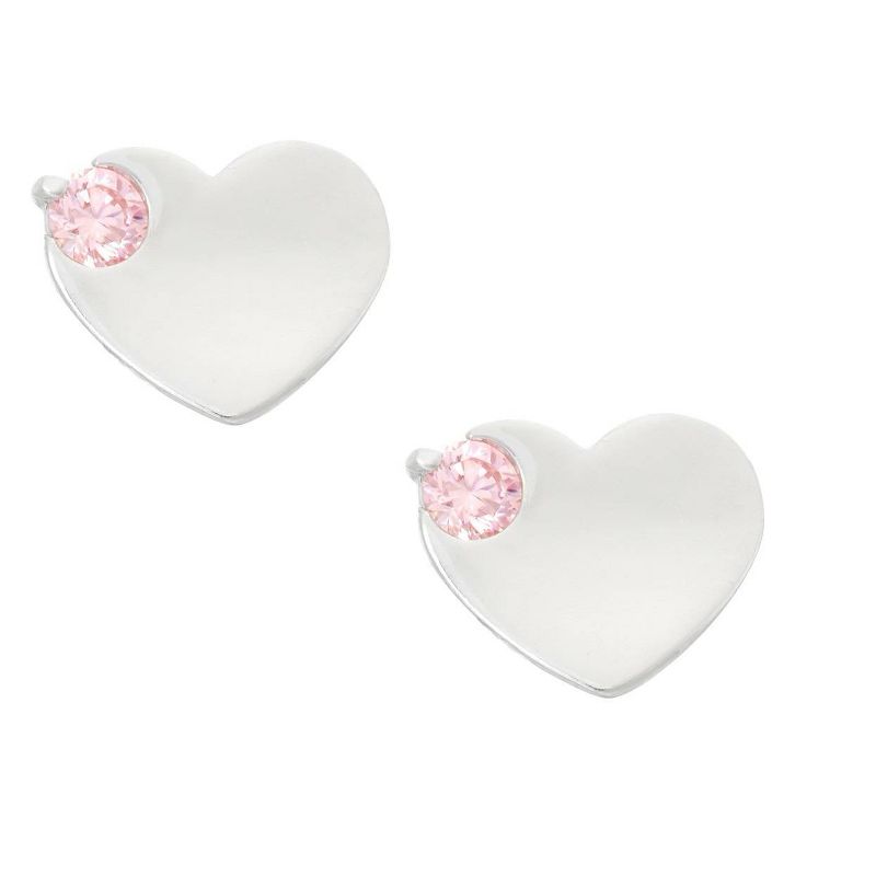 0.01 CT. T.W. Children&#39;s Pink Cubic Zirconia Heart Stud Earrings In Sterling Silver, 2 of 4