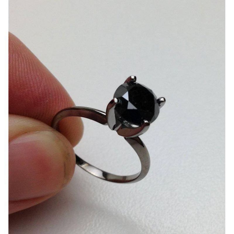 Pompeii3 2ct Black Diamond Solitaire Engagement Ring 14K Black Gold - Size 9, 4 of 6