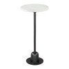 HomeRoots 25" White And Black Marble And Aluminum Round Pedestal End Table - 4 of 4