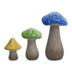 Transpac Ceramic 9.75 in. Terracotta Mushroom Decor Set of 3 - 1 of 4