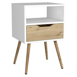 ChicFurnit Nightstands Modern End table Tall Nightstand Side Table Bedside Table with Drawer Storage for Bedroom, Beige, 13.78"*15.75"*24.8" - 1 of 4