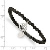 Chisel Stainless Steel Polished Angel 4mm Black Jade Beaded Stretch Bracelet - 3 of 4