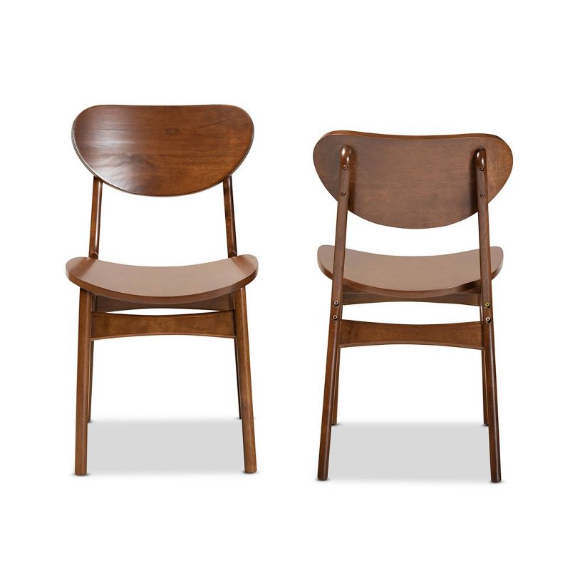 2pc Katya Wood Dining Chair Set Brown - Baxton Studio: Walnut Finish, Curved Backrest, Upholstered Seat, 3 of 9