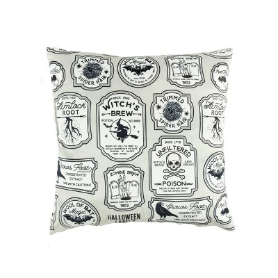 20"x20" Oversize Halloween Badge Square Throw Pillow Gray - Lush Décor: Faux Velvet, Indoor Decorative Accessory