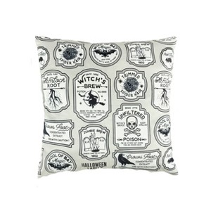 20"x20" Oversize Halloween Badge Square Throw Pillow Gray - Lush Décor: Faux Velvet, Indoor Decorative Accessory - 1 of 3