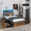 Infans Twin Size LED Bed Frame w/ Charging Station Upholstered Headboard 4 Drawers - 3 of 4