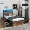 Infans Twin Size LED Bed Frame w/ Charging Station Upholstered Headboard 4 Drawers - image 3 of 4