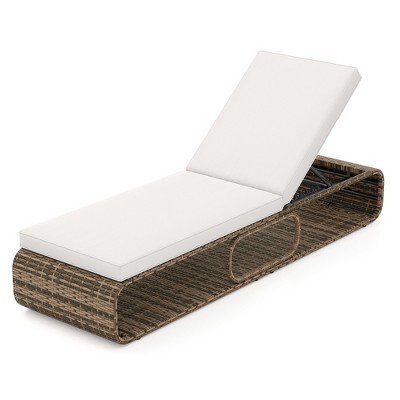 Tangkula Outdoor Chaise Lounge Chair 7-Position PE Wicker Patio Reclining Sun Lounger with Adjustable Backrest Pool Sunbathing Recliner