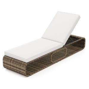 Tangkula Outdoor Chaise Lounge Chair 7-Position PE Wicker Patio Reclining Sun Lounger with Adjustable Backrest Pool Sunbathing Recliner - 1 of 4