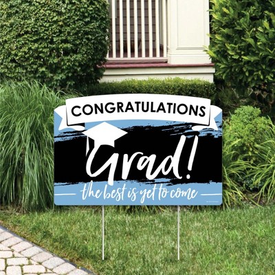 Big Dot of Happiness Light Blue Grad - Best is Yet to Come - Light Blue Graduation Party Yard Sign Lawn Decorations - Congratulations Party Yardy Sign